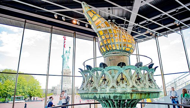 torch at the statue of liberty museum