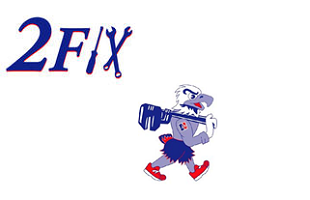 Clawed the Eagle walking with a pipe wrench, and the word '2Fix' above