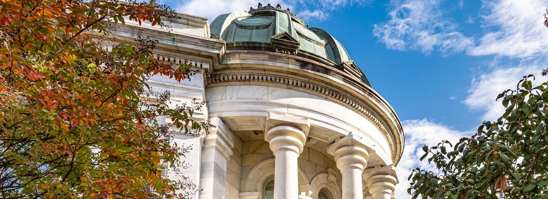 The McKinley Building surrounded by fall foliage