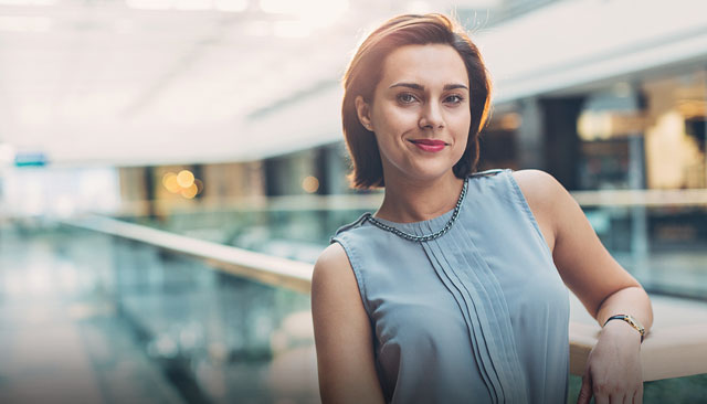 Woman in office building
