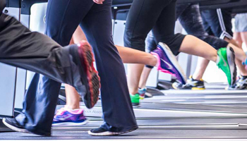 Students jogging on treadmills