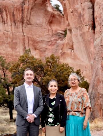 AUWCL student Nick Cross with Chief Justice Joann Jayne and Associate Justice Eleanor Shirley of the Navajo Nation Supreme Court AUWCL student Nick Cross with Chief Justice Joann Jayne and Associate Justice Eleanor Shirley of the Navajo Nation Supreme Court