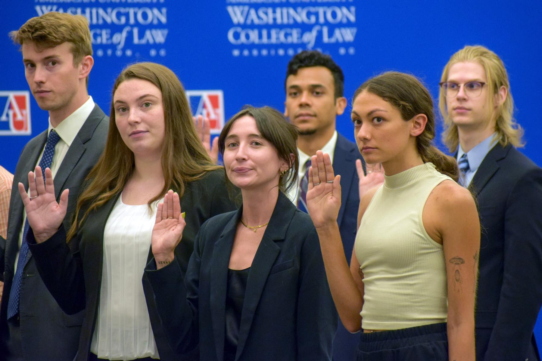 Clinic students being sworn in Clinic students being sworn in